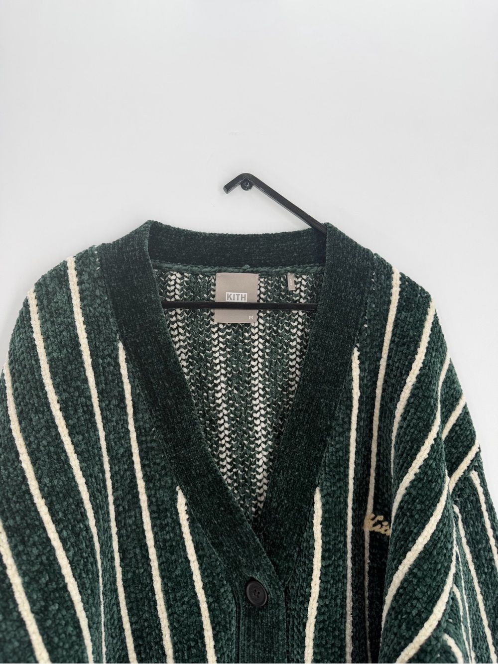 Kith Effie Striped Cropped Knitted Cardigan In Stadium